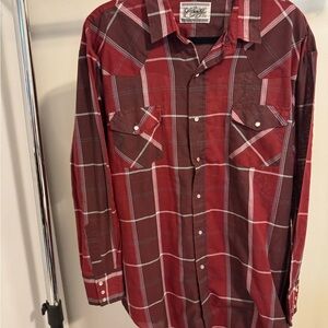 Pure Country Pearl Snap Red White Long Sleeve Shirt